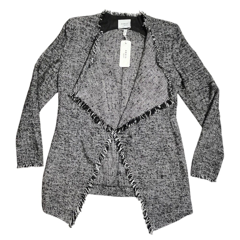 AKRIS Punto Womens 6 Jacket Open Front Tweed Fringe Waterfall $1490